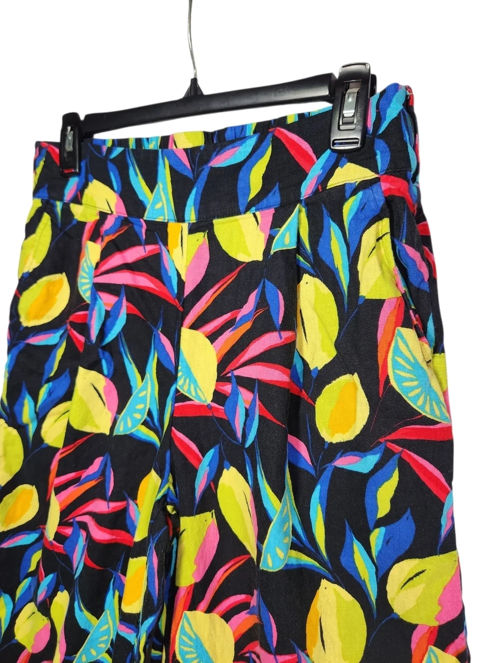 Tabitha Brown for Target Linen Blend Tropical Wide Leg Pants Medium Resort Lemon - Picture 3 of 16